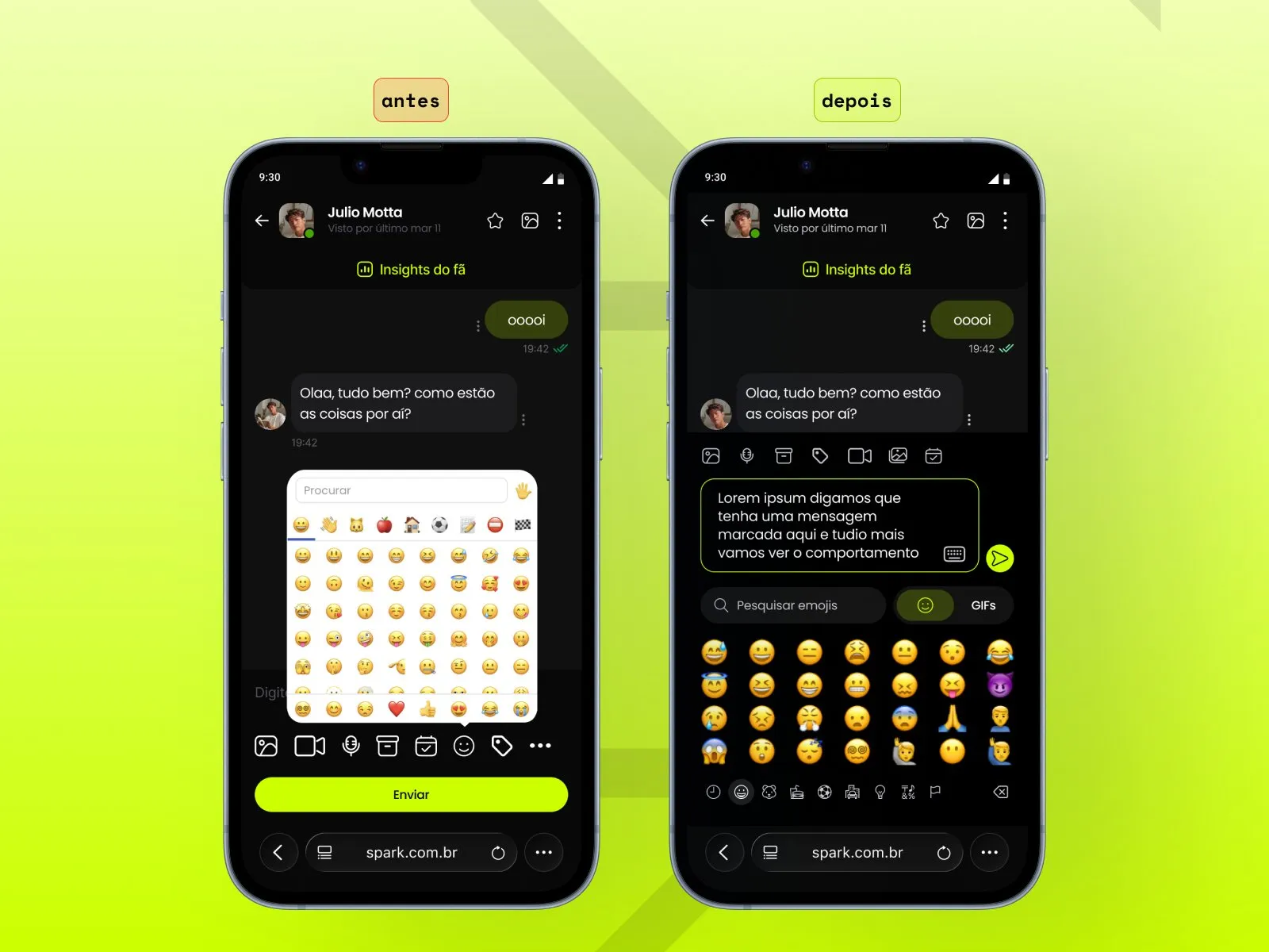 Emoji e GIF unificados — teclado nativo