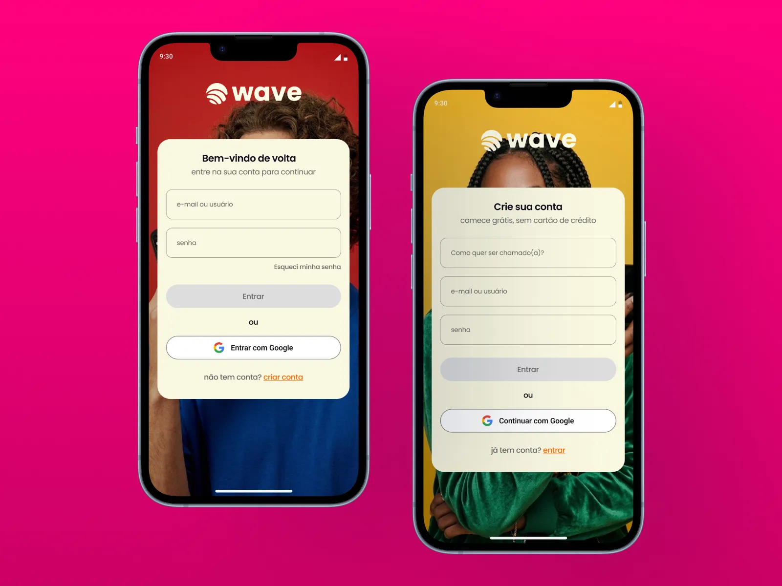 Login e cadastro — wave.bio